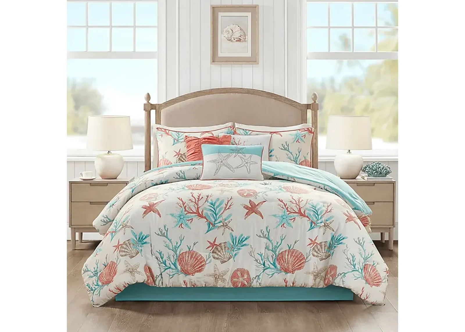 Craigie Coral 7 Pc Queen Comforter Set