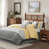 Dodt Yellow Gray 7 Pc Queen Comforter Set