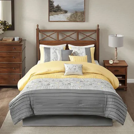 Dodt Yellow Gray 7 Pc California King Comforter Set