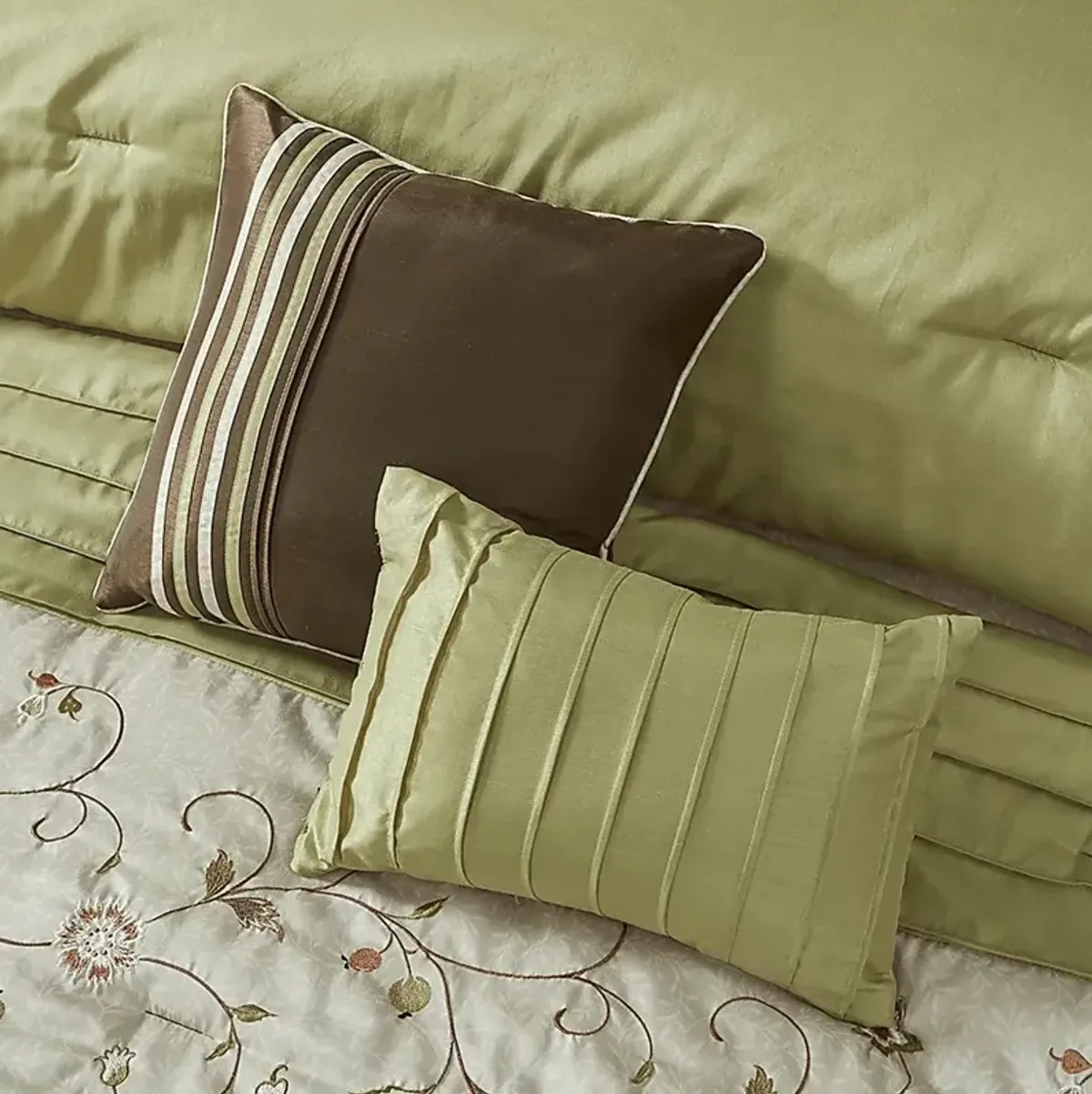 Dodt Green Brown 7 Pc Queen Comforter Set