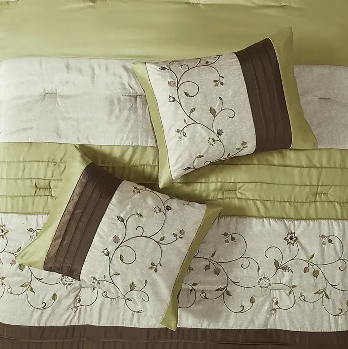 Dodt Green Brown 7 Pc Queen Comforter Set