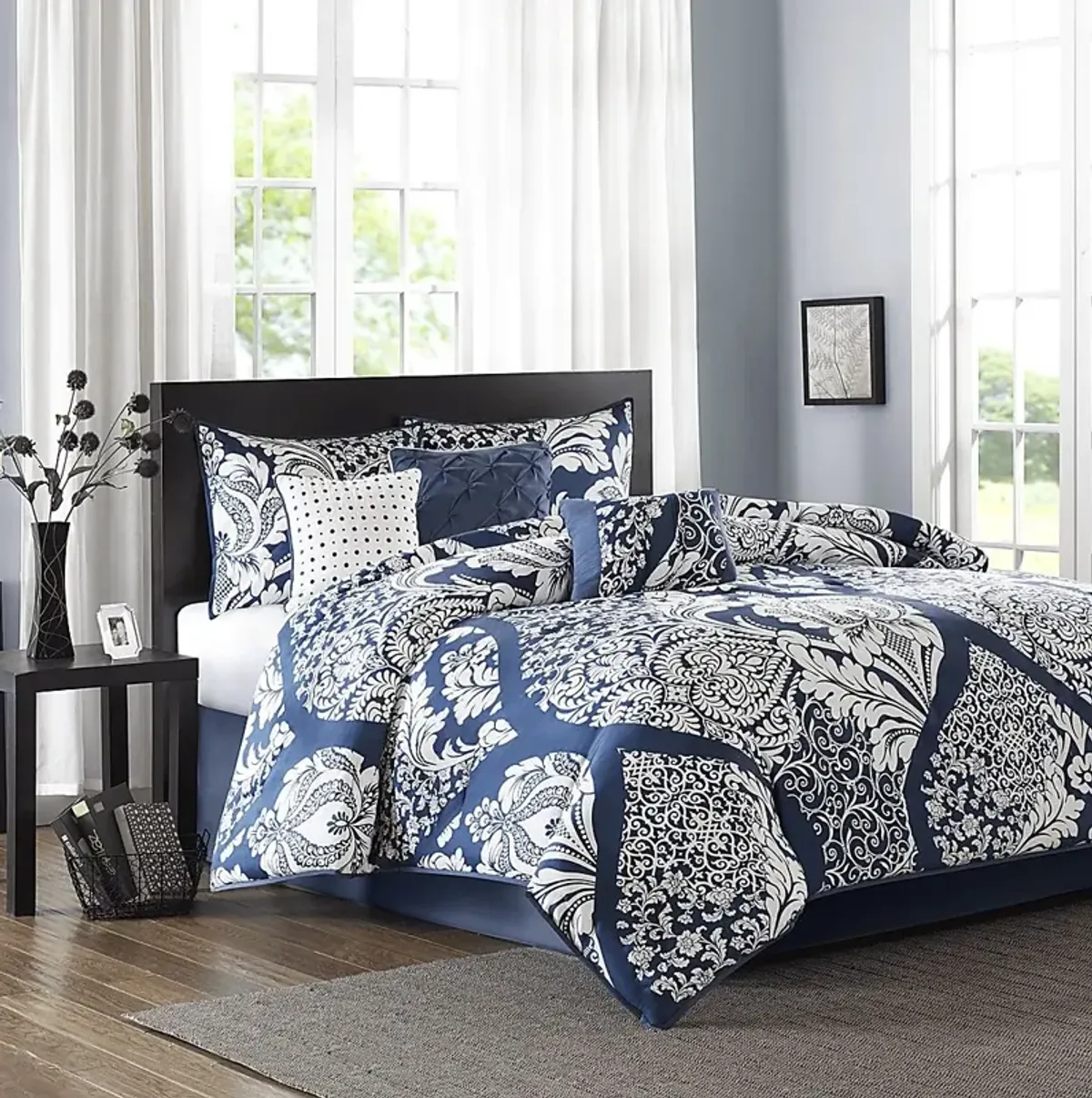 Hedwige Blue 7 Pc King Comforter Set