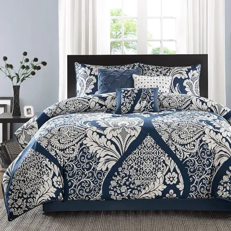 Hedwige Blue 7 Pc California King Comforter Set