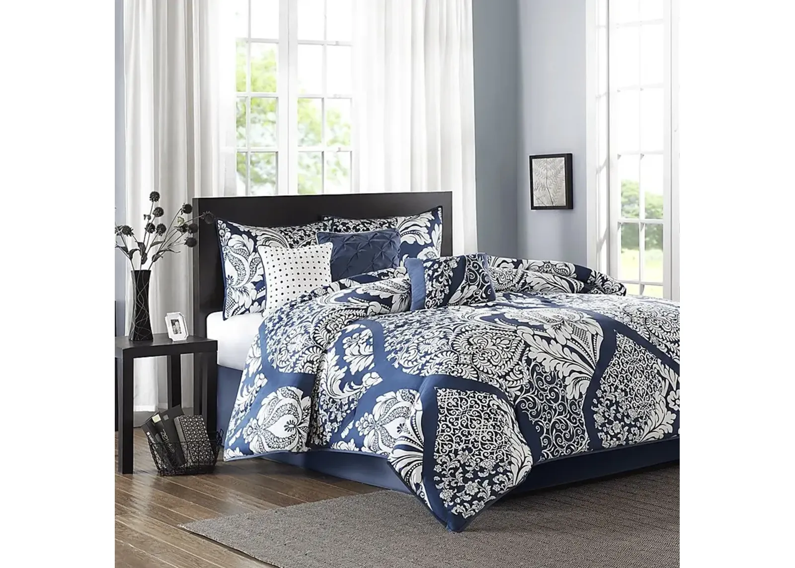 Hedwige Blue 7 Pc California King Comforter Set