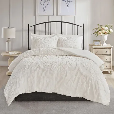 Hendee White 3 Pc Full/Queen Comforter Set