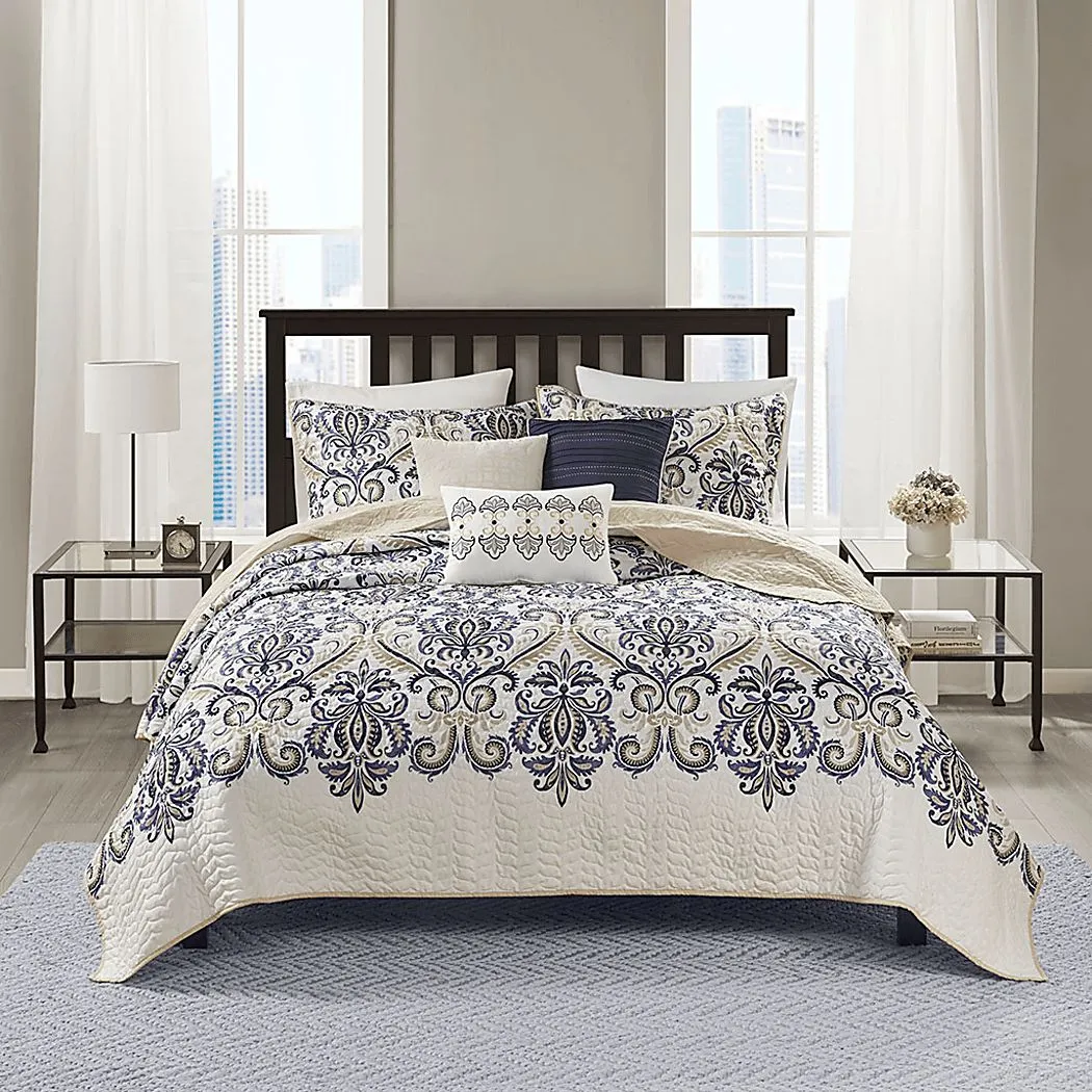 Kenison Blue 6 Pc Full/Queen Coverlet Set