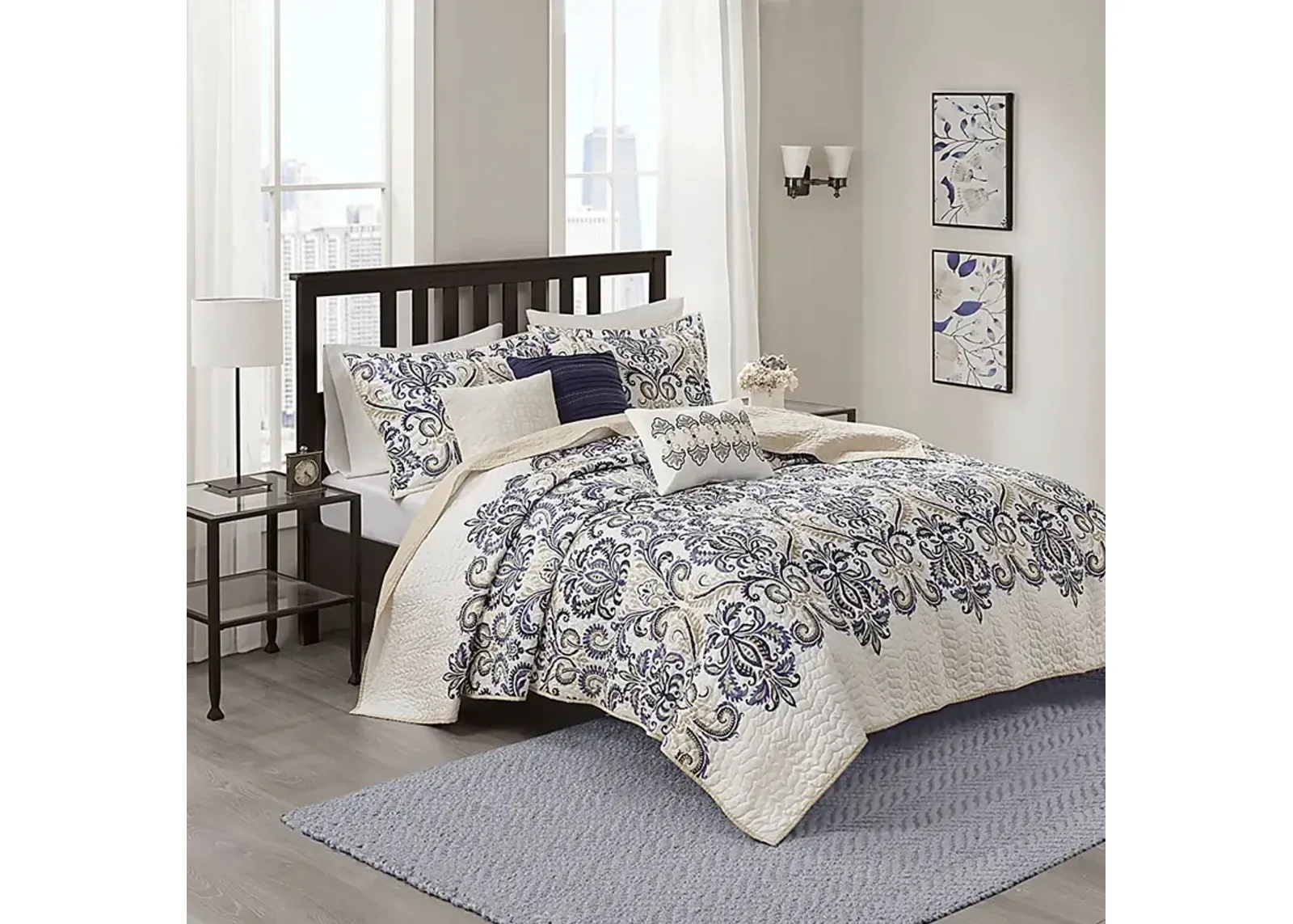 Kenison Blue 6 Pc Full/Queen Coverlet Set