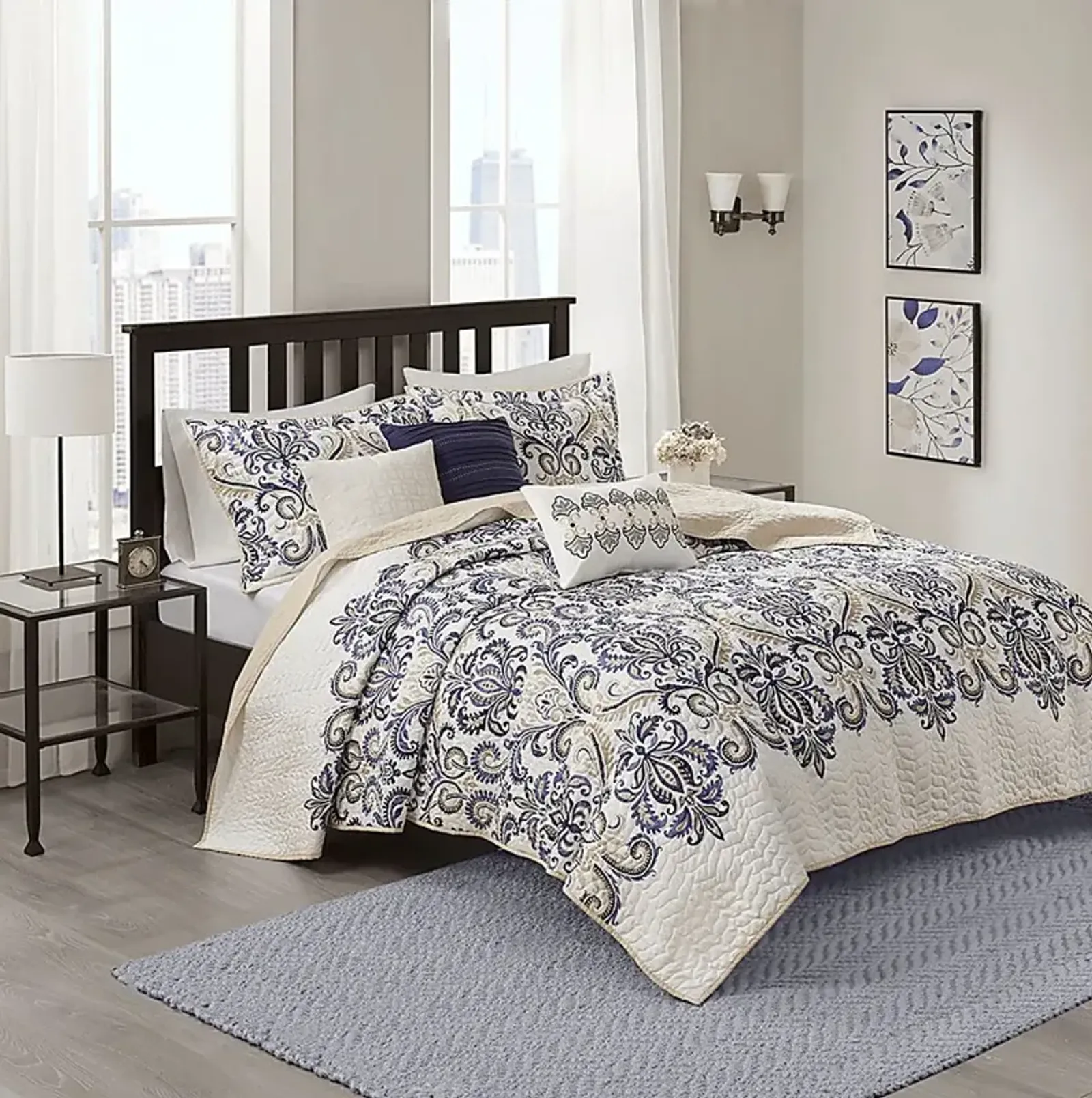 Kenison Blue 6 Pc Full/Queen Coverlet Set