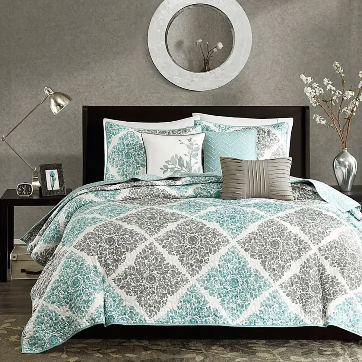 Joulee Blue 6 Pc Full/Queen Coverlet Set