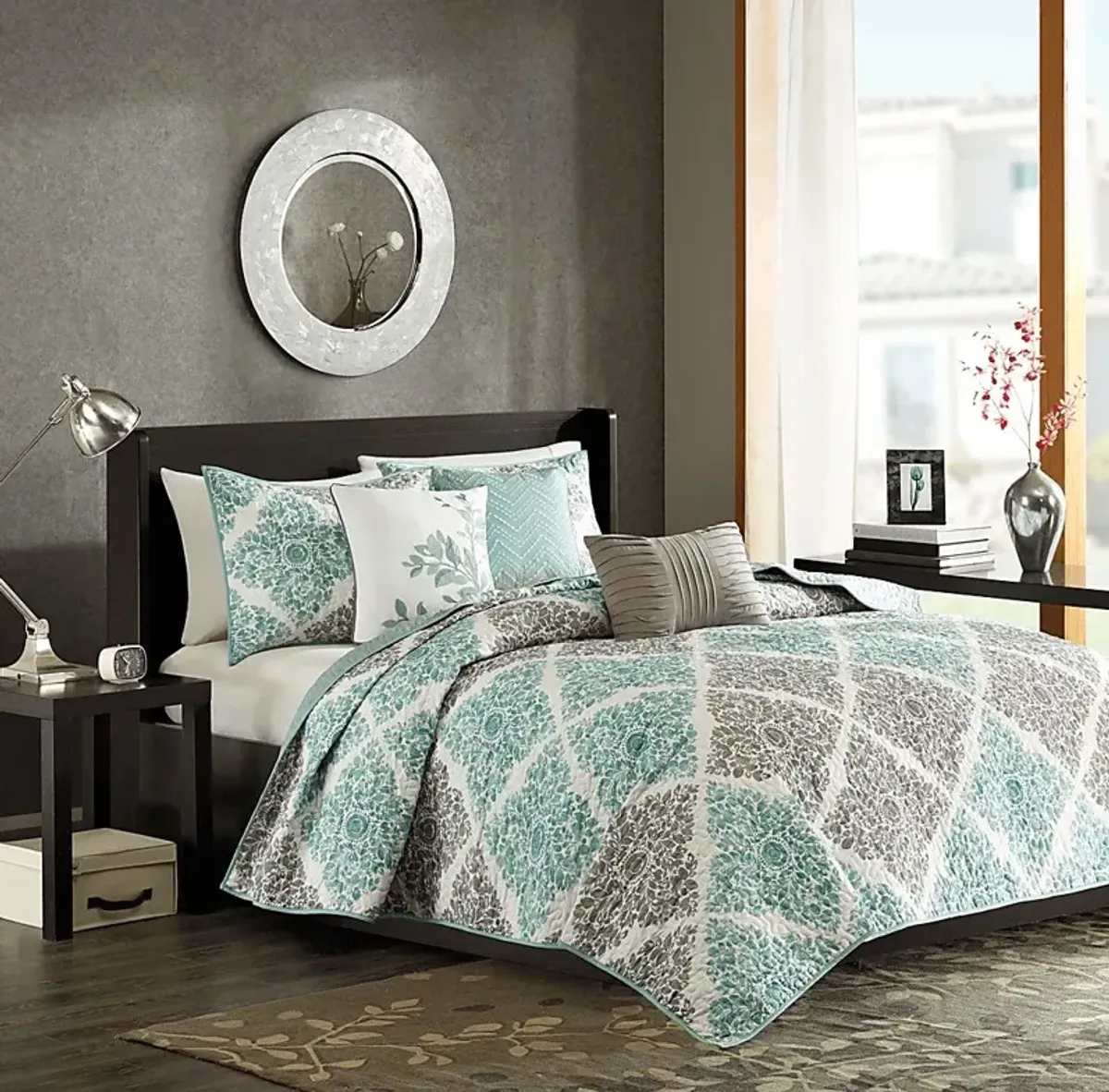 Joulee Blue 6 Pc Full/Queen Coverlet Set