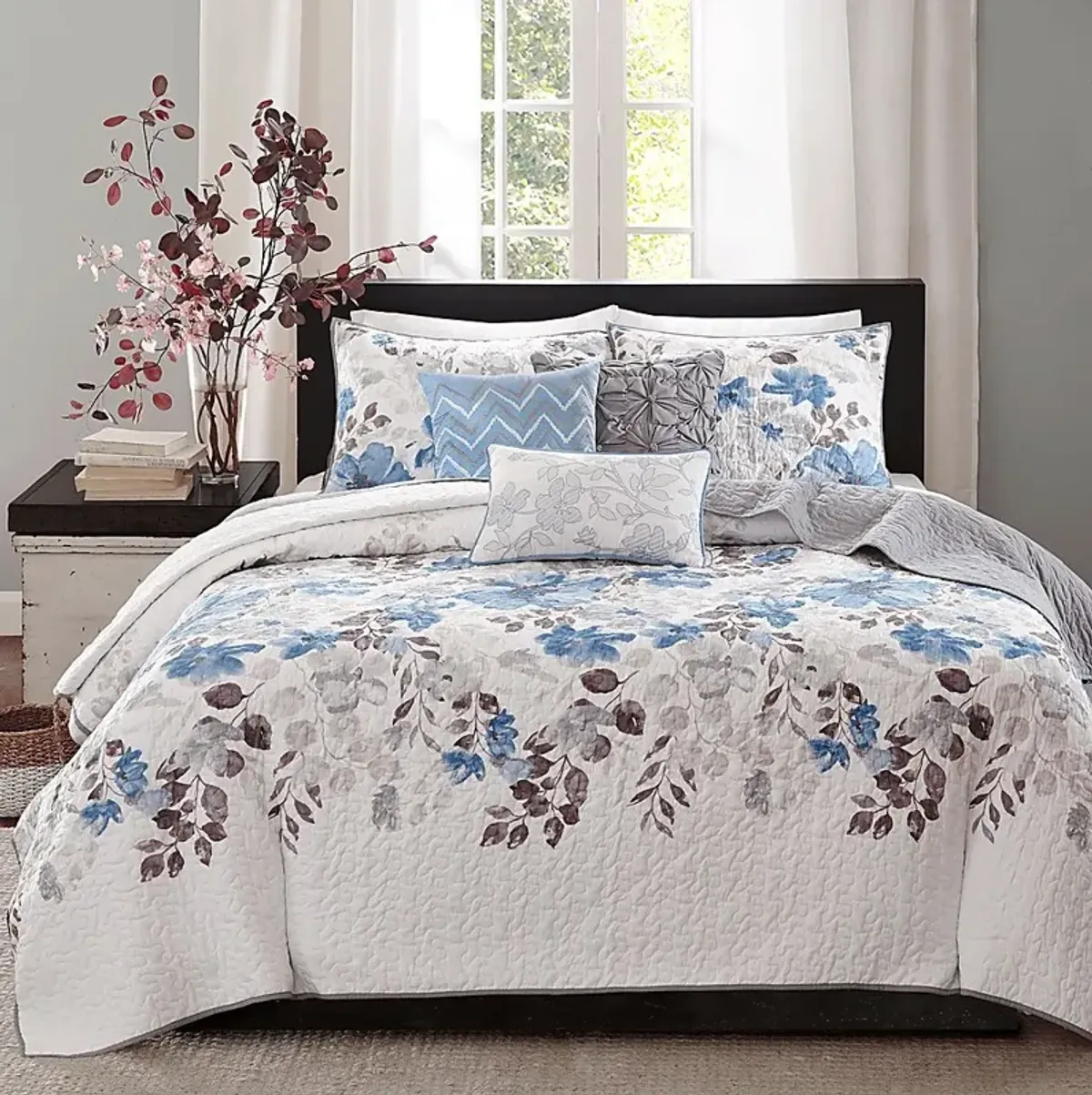 Keudel Blue 6 Pc Full/Queen Coverlet Set