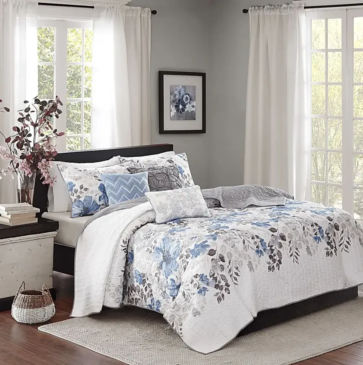 Keudel Blue 6 Pc Full/Queen Coverlet Set