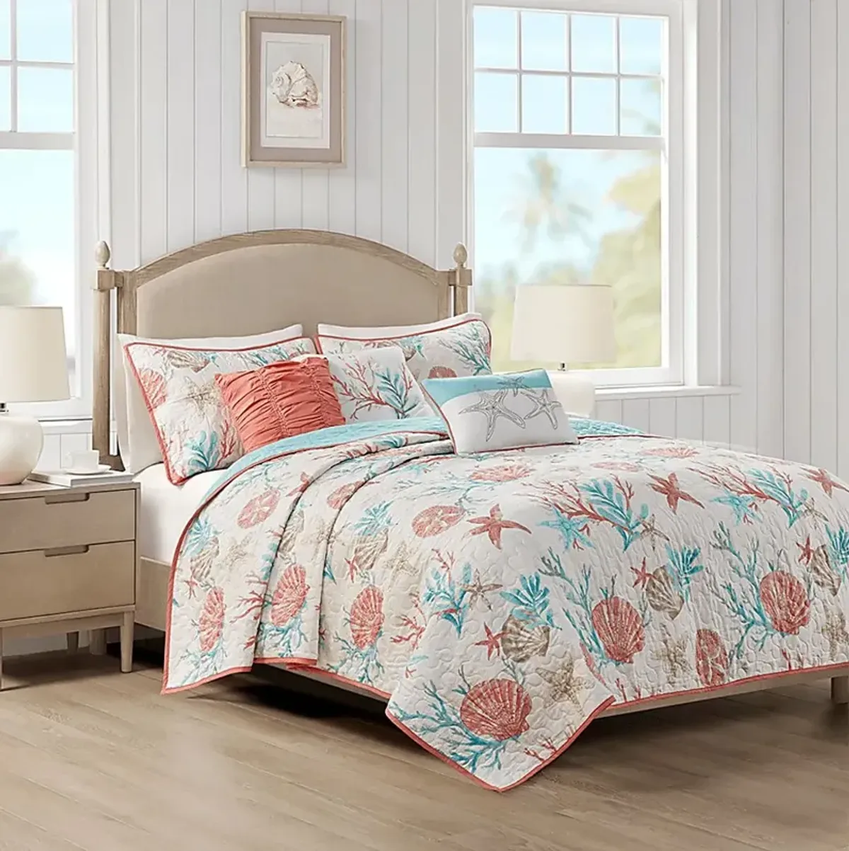 Craigie Coral 6 Pc Full/Queen Coverlet Set