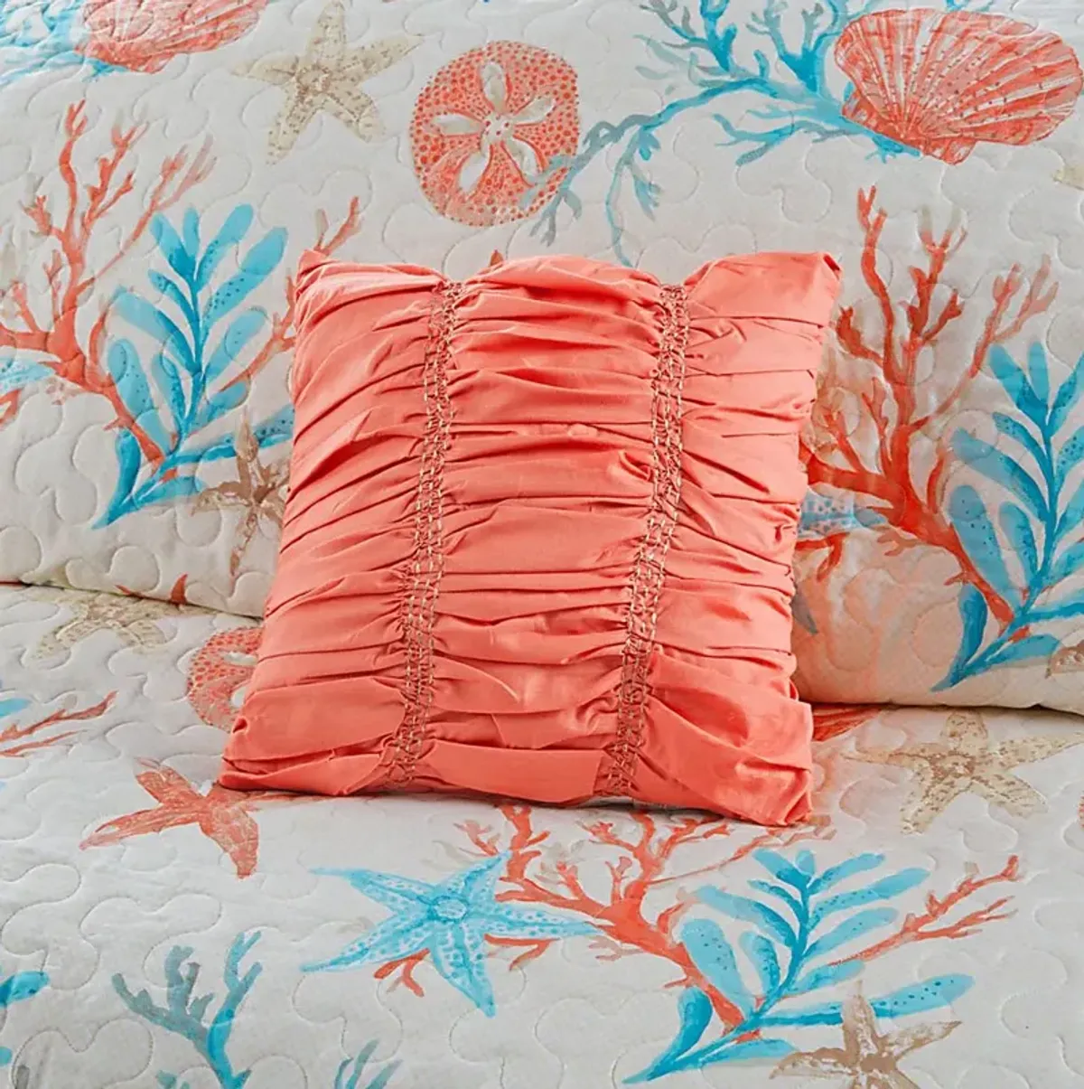 Craigie Coral 6 Pc Full/Queen Coverlet Set