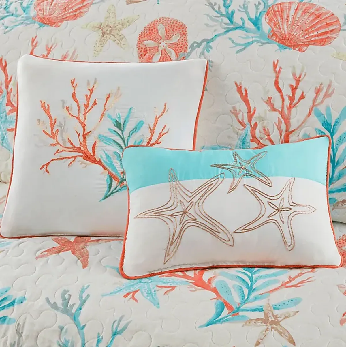 Craigie Coral 6 Pc Full/Queen Coverlet Set