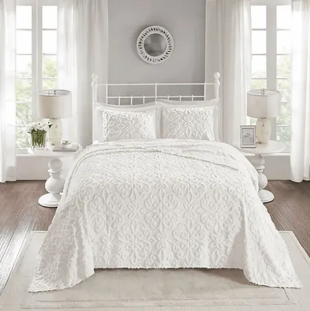 Laussat White 3 Pc Full/Queen Bedspread Set