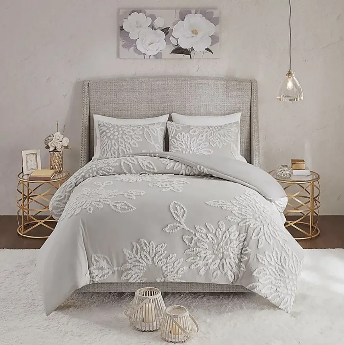 Melpomene Gray 3 Pc Full/Queen Duvet Set