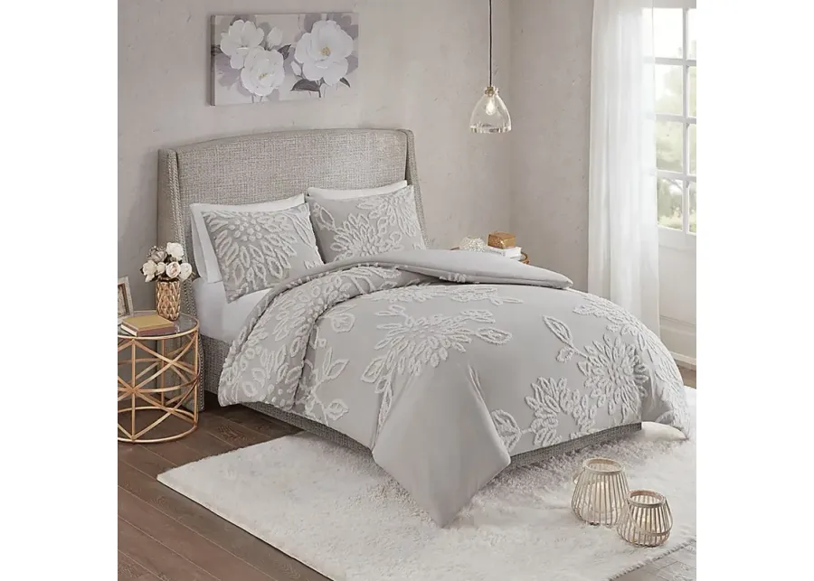 Melpomene Gray 3 Pc King/California King Duvet Set