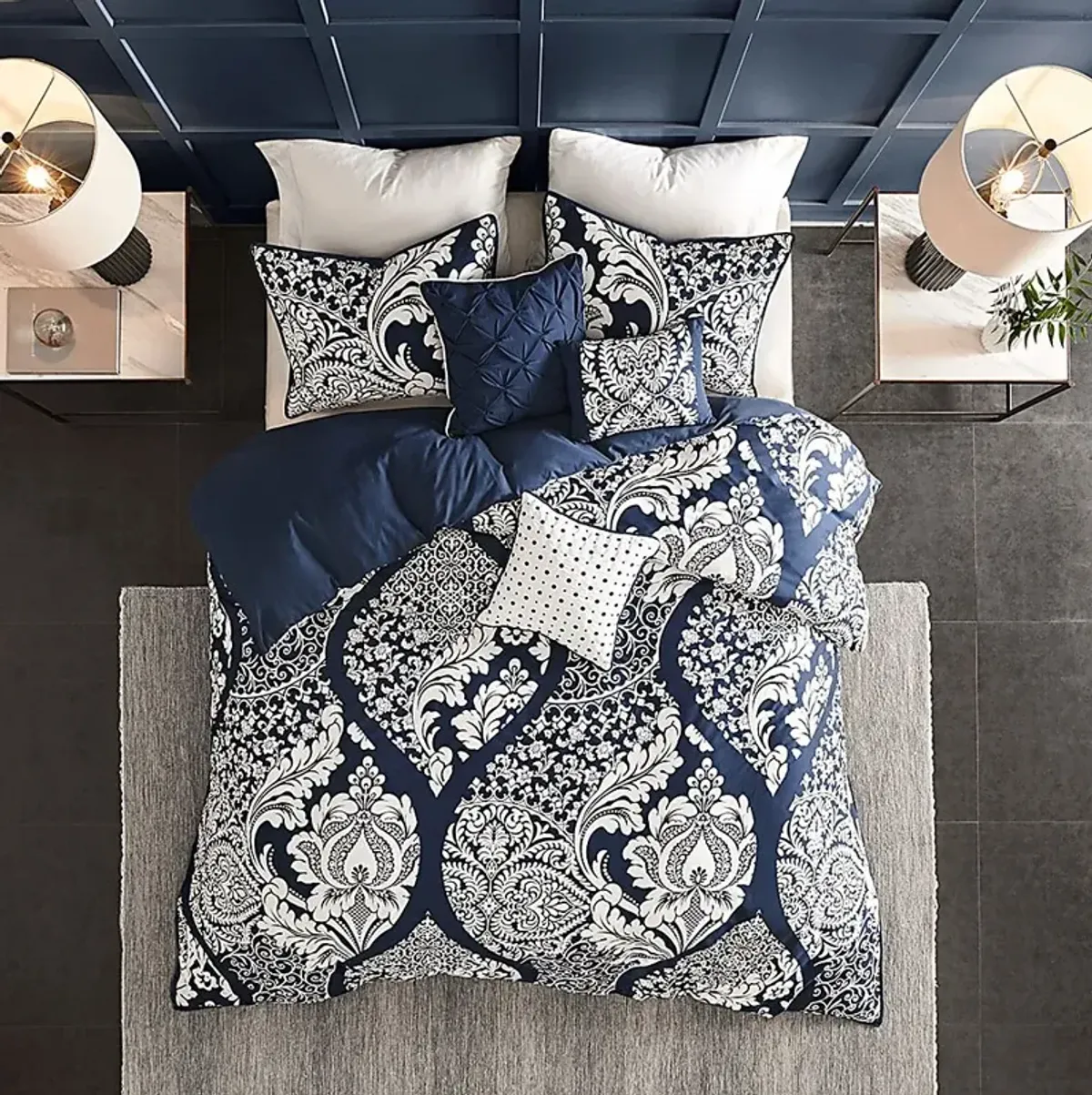 Hedwige Blue 6 Pc Full/Queen Duvet Set