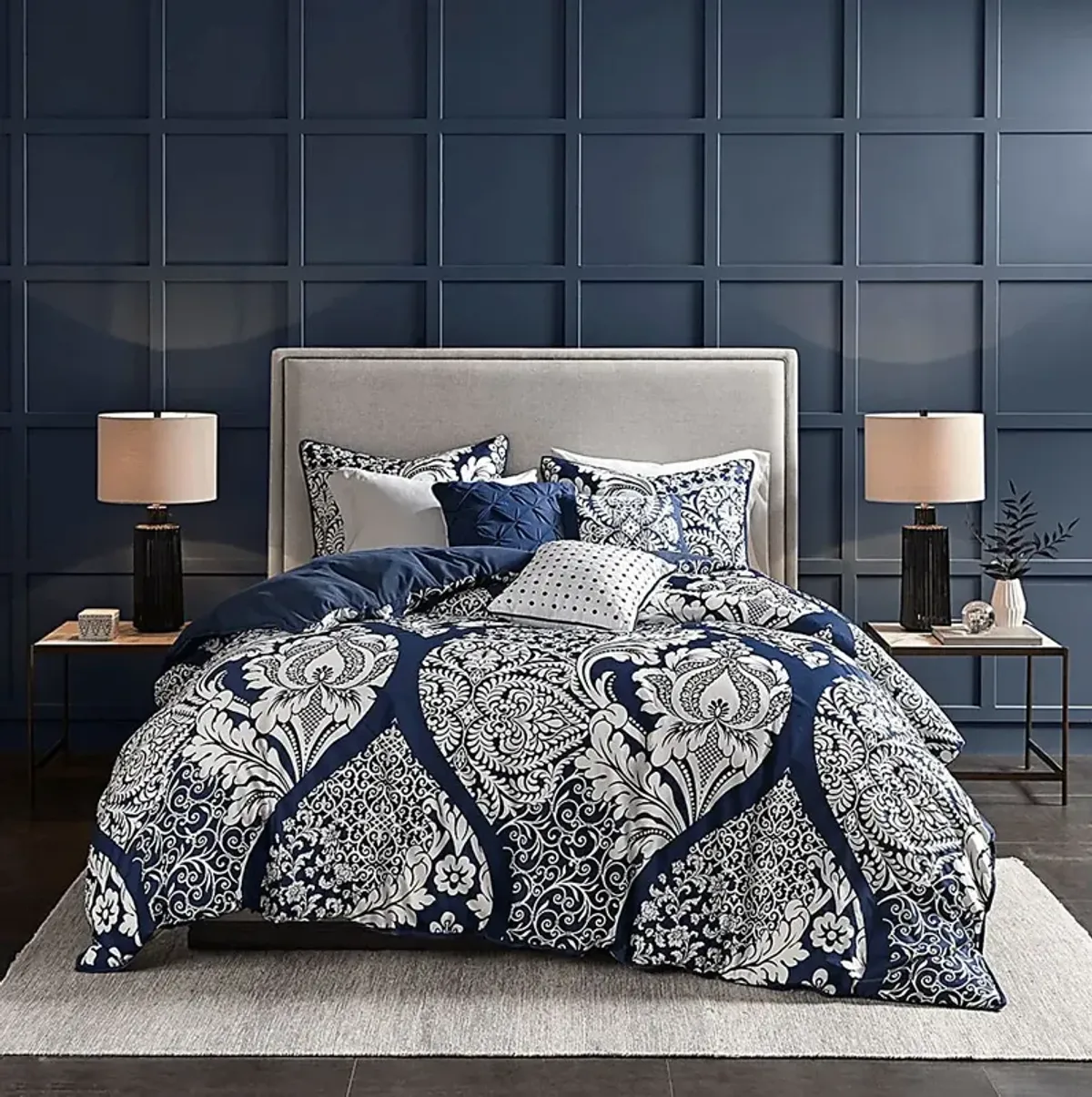 Hedwige Blue 6 Pc Full/Queen Duvet Set