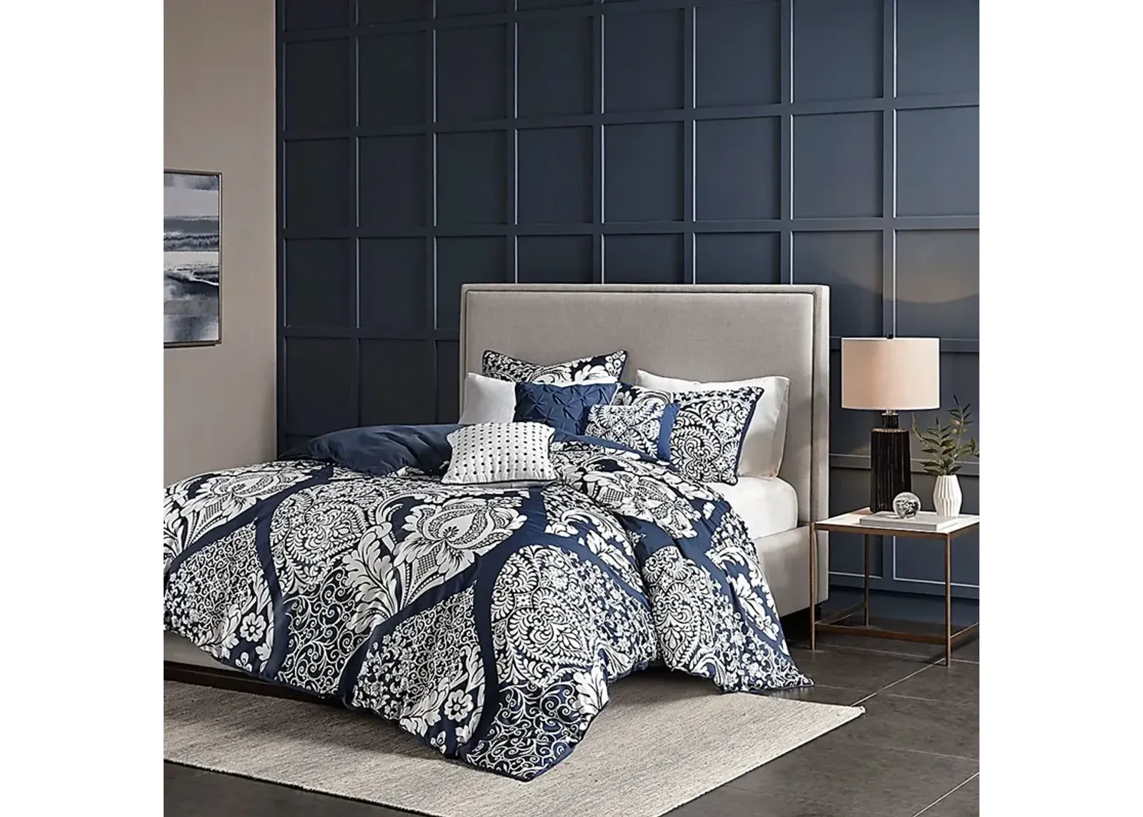 Hedwige Blue 6 Pc Full/Queen Duvet Set