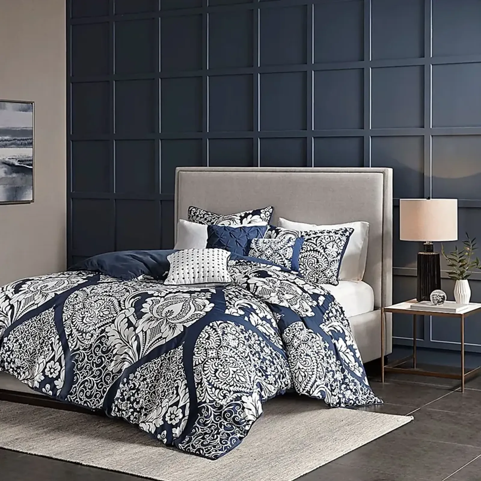 Hedwige Blue 6 Pc Full/Queen Duvet Set