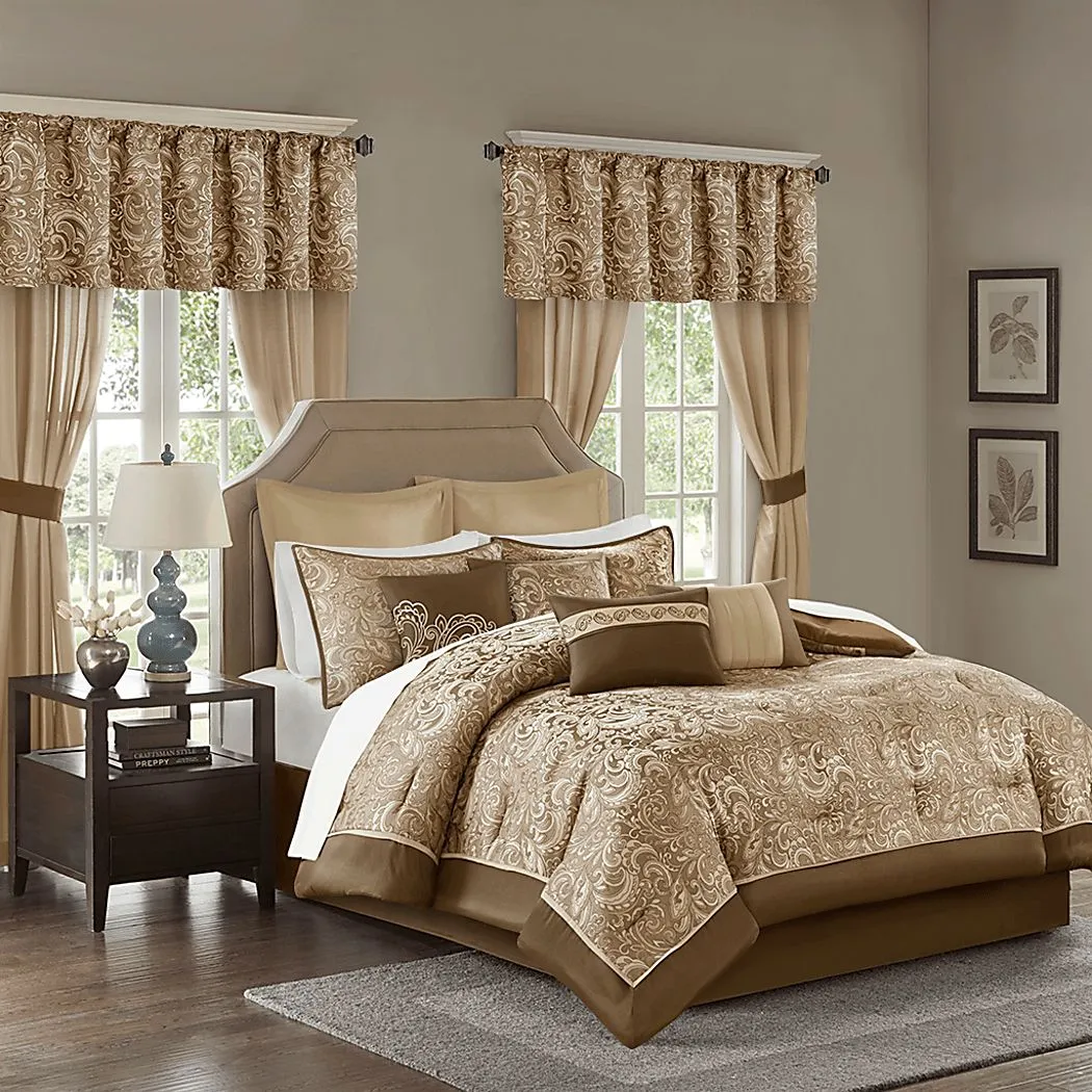 Montegut Brown 24 Pc Queen Bedding Set