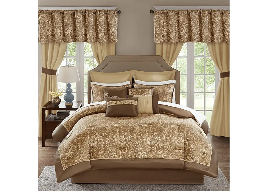 Montegut Brown 24 Pc Queen Bedding Set