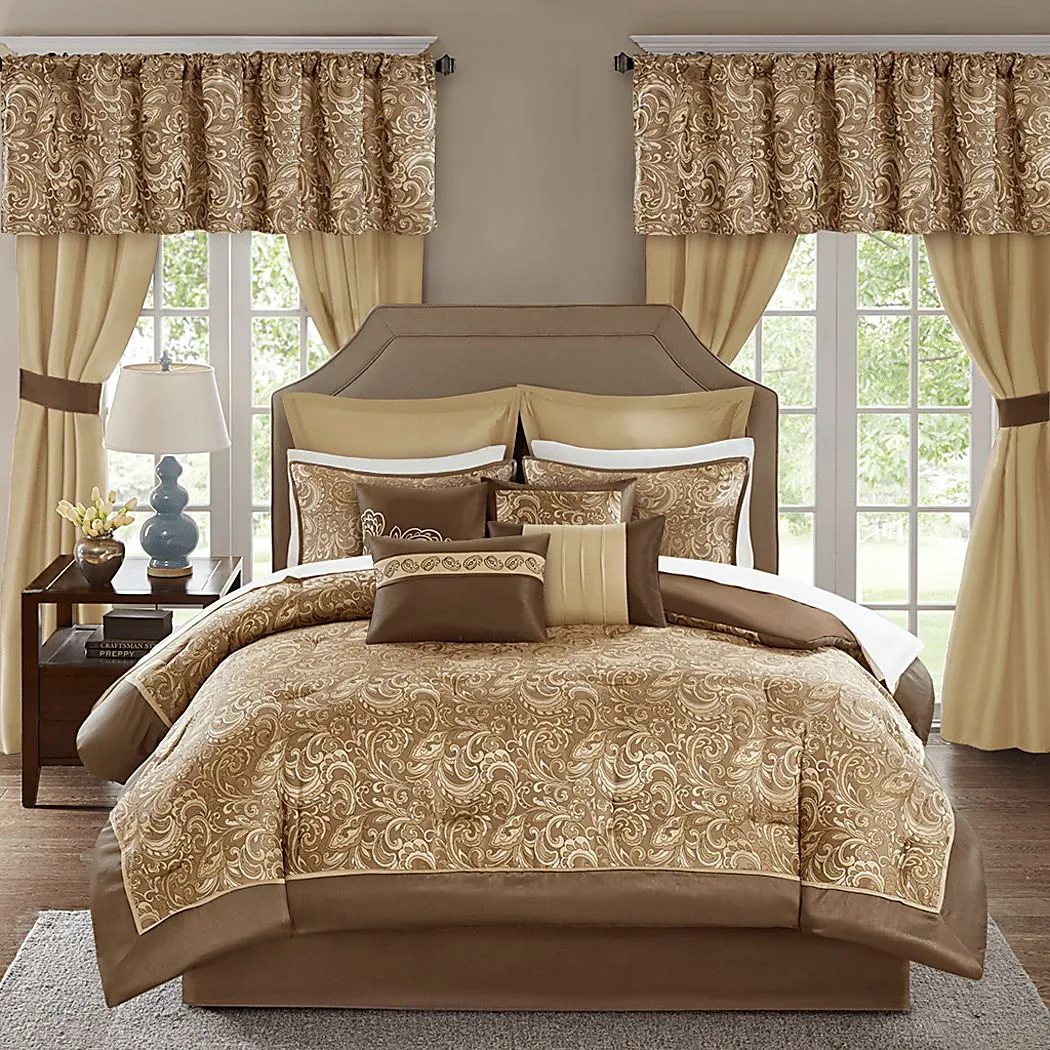 Montegut Brown 24 Pc Queen Bedding Set