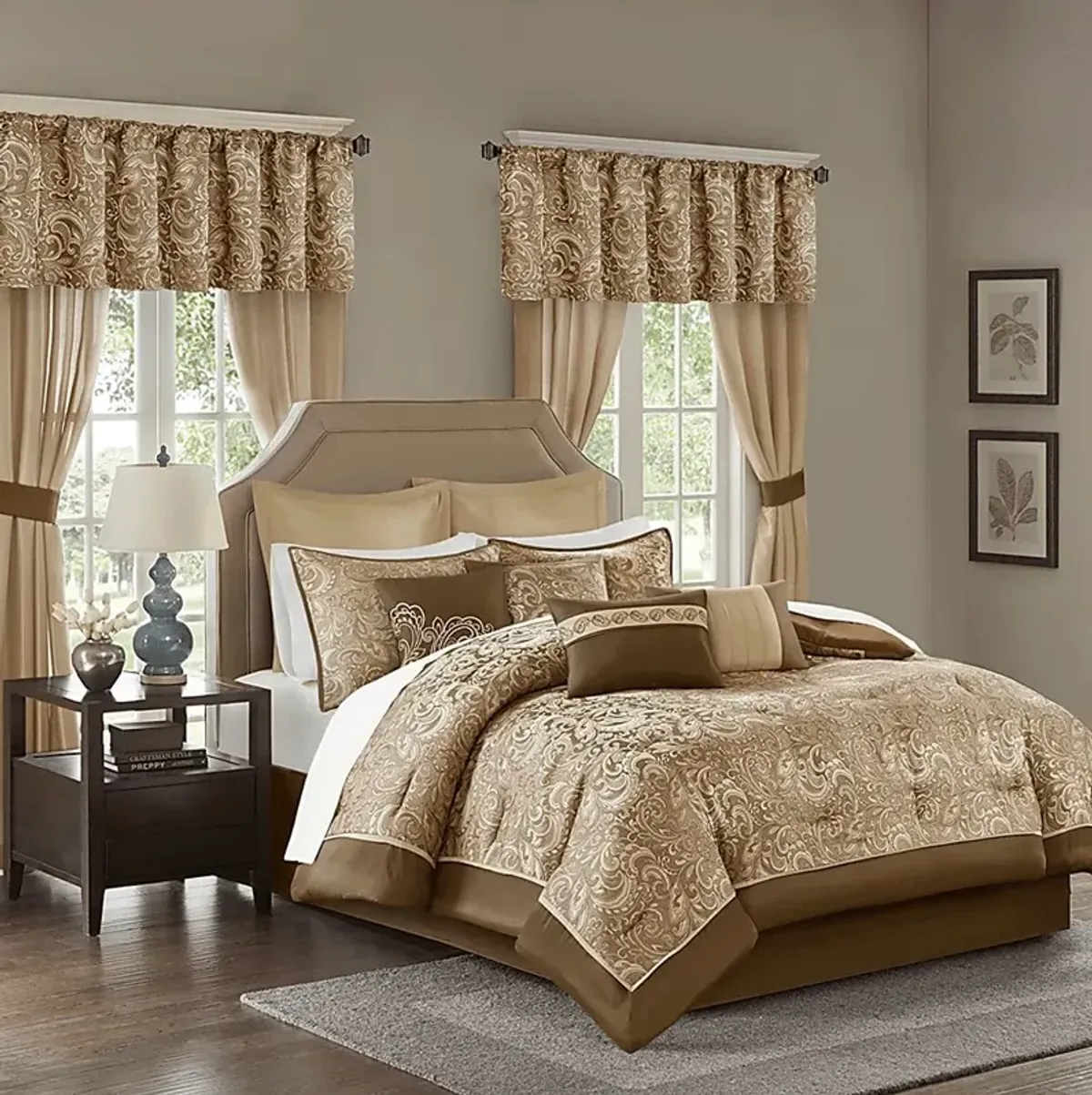 Montegut Brown 24 Pc California King Bedding Set