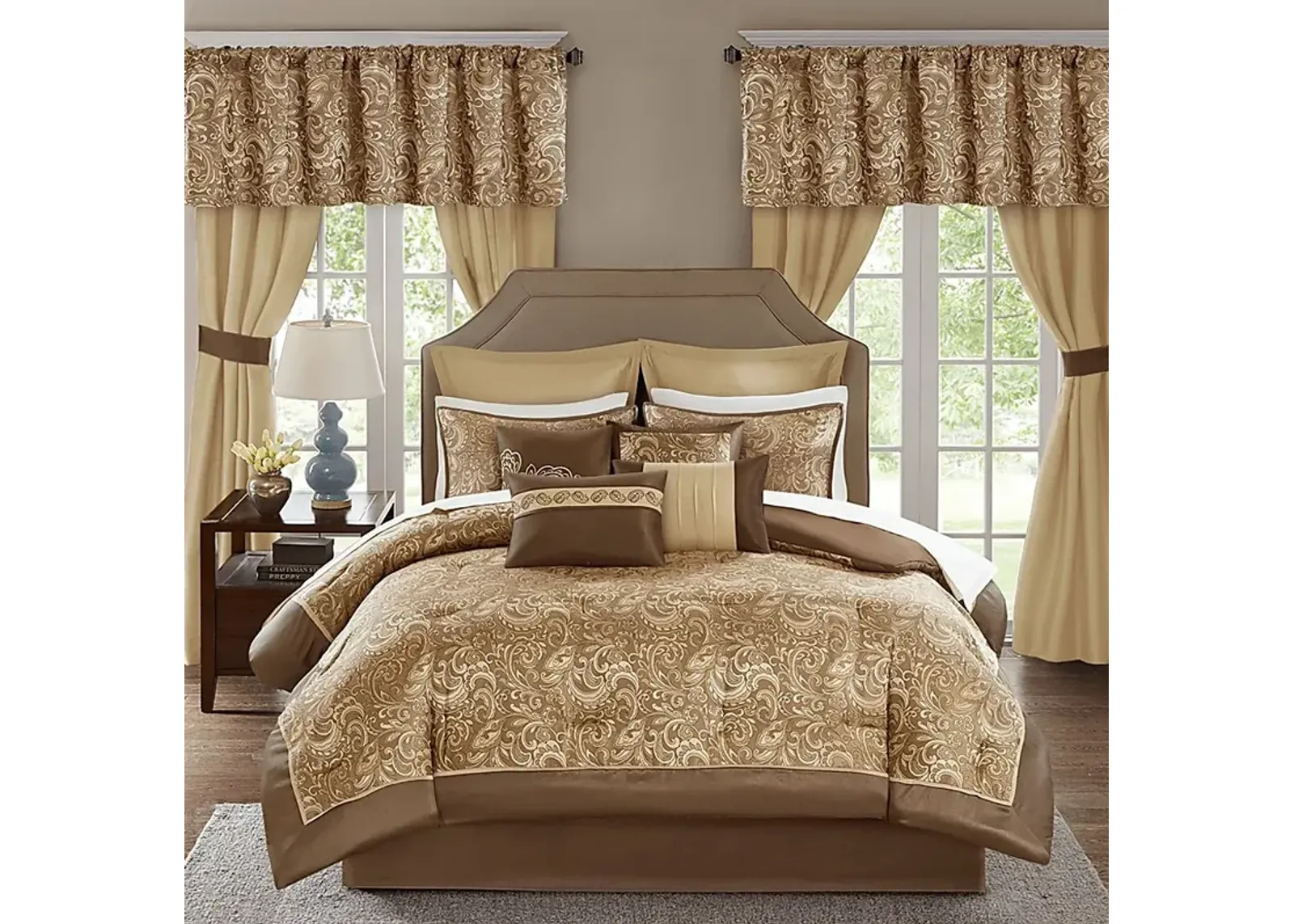 Montegut Brown 24 Pc California King Bedding Set