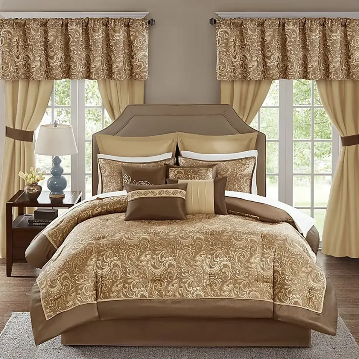 Montegut Brown 24 Pc California King Bedding Set