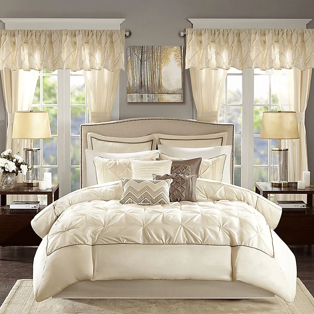 Opelusas Ivory 24 Pc Queen Bedding Set