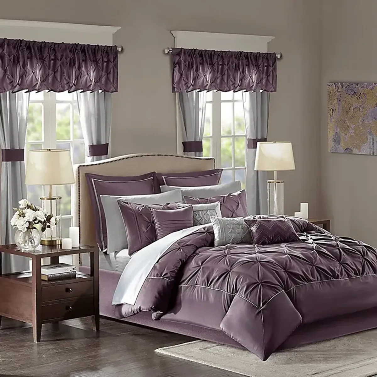 Opelusas Purple 24 Pc King Bedding Set