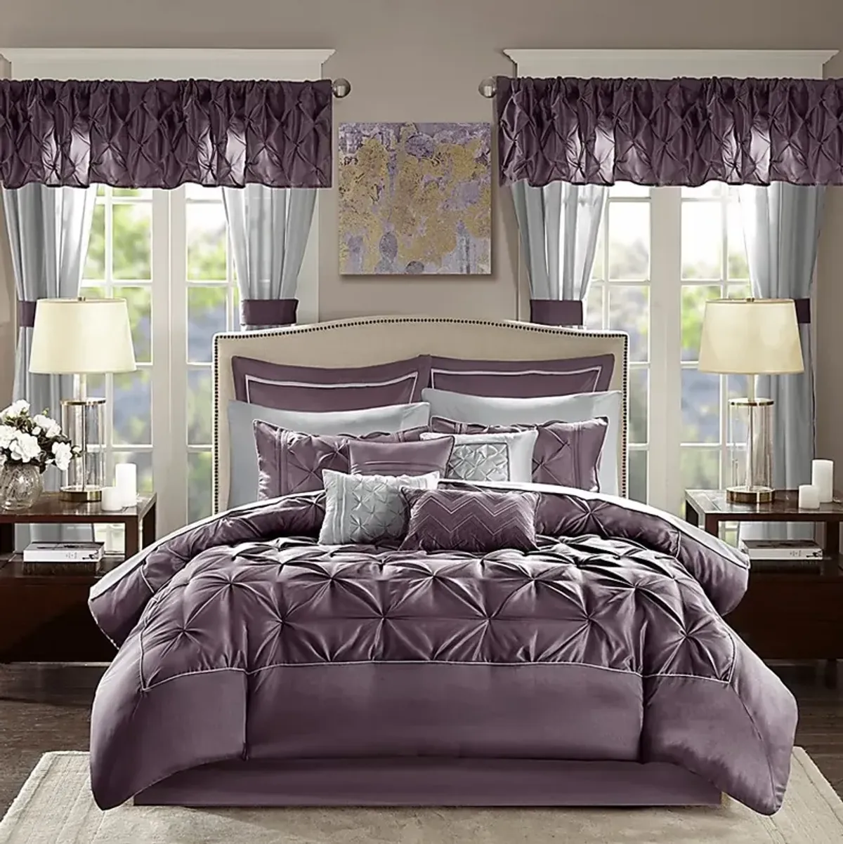 Opelusas Purple 24 Pc King Bedding Set