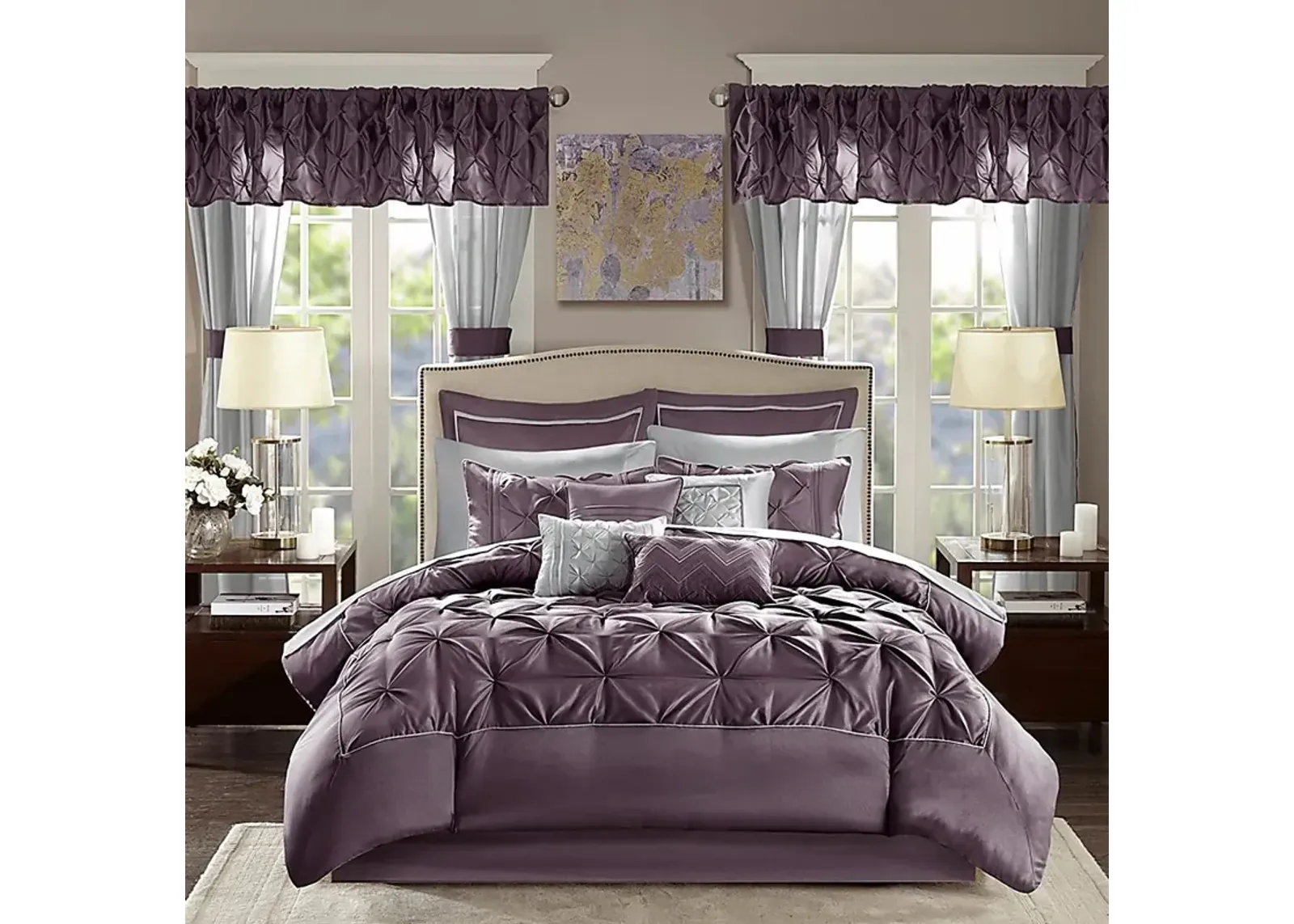 Opelusas Purple 24 Pc California King Bedding Set