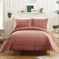 Saible Red Brown Full/Queen 3 Pc Quilt Set