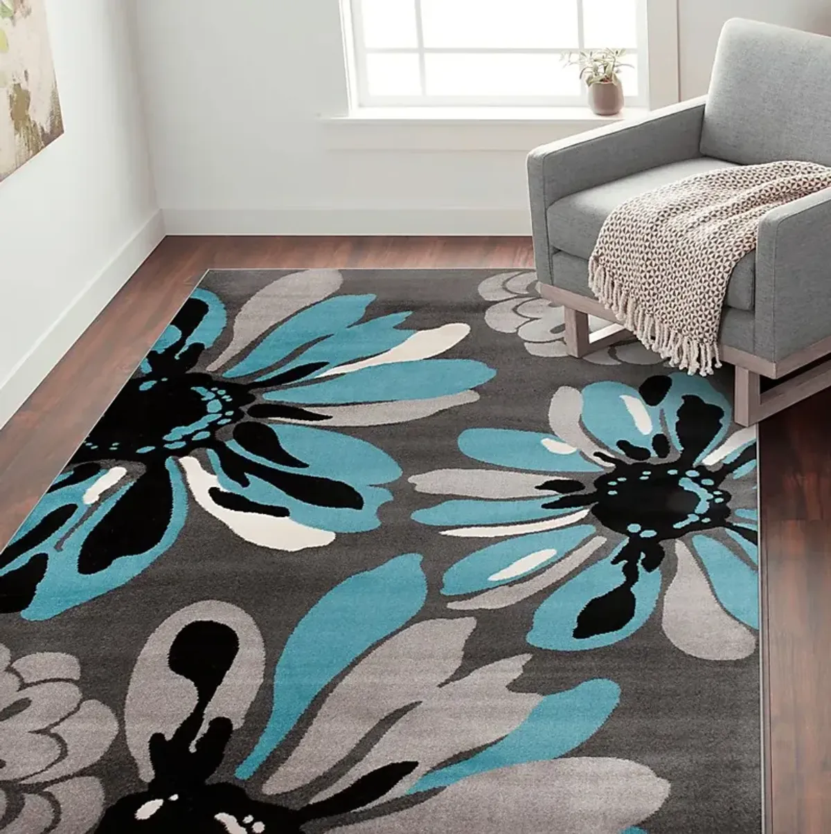 Inanor Blue 5'3 x 7'3 Rug