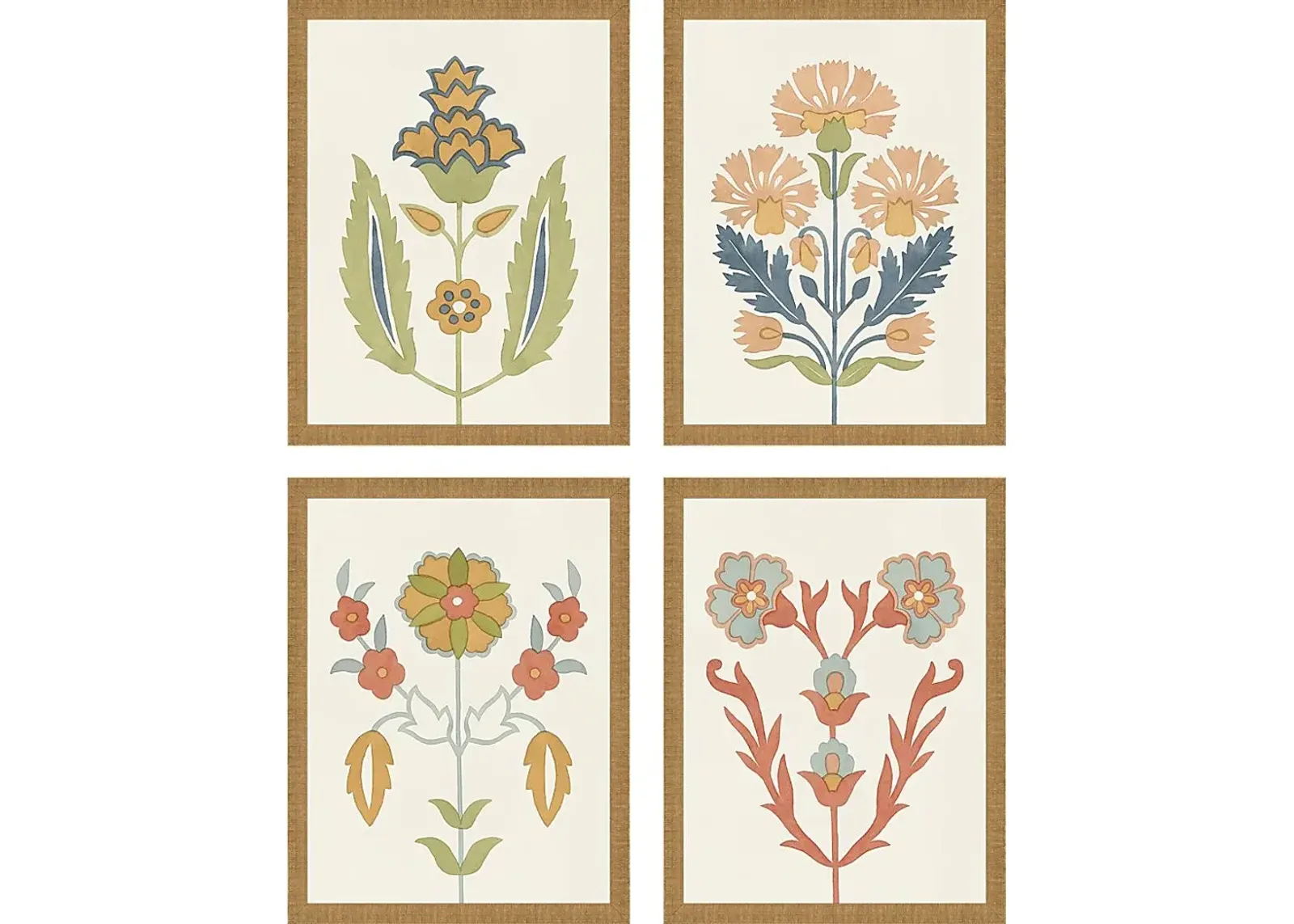 Chic Flourish Beige Artwork, Set of 4