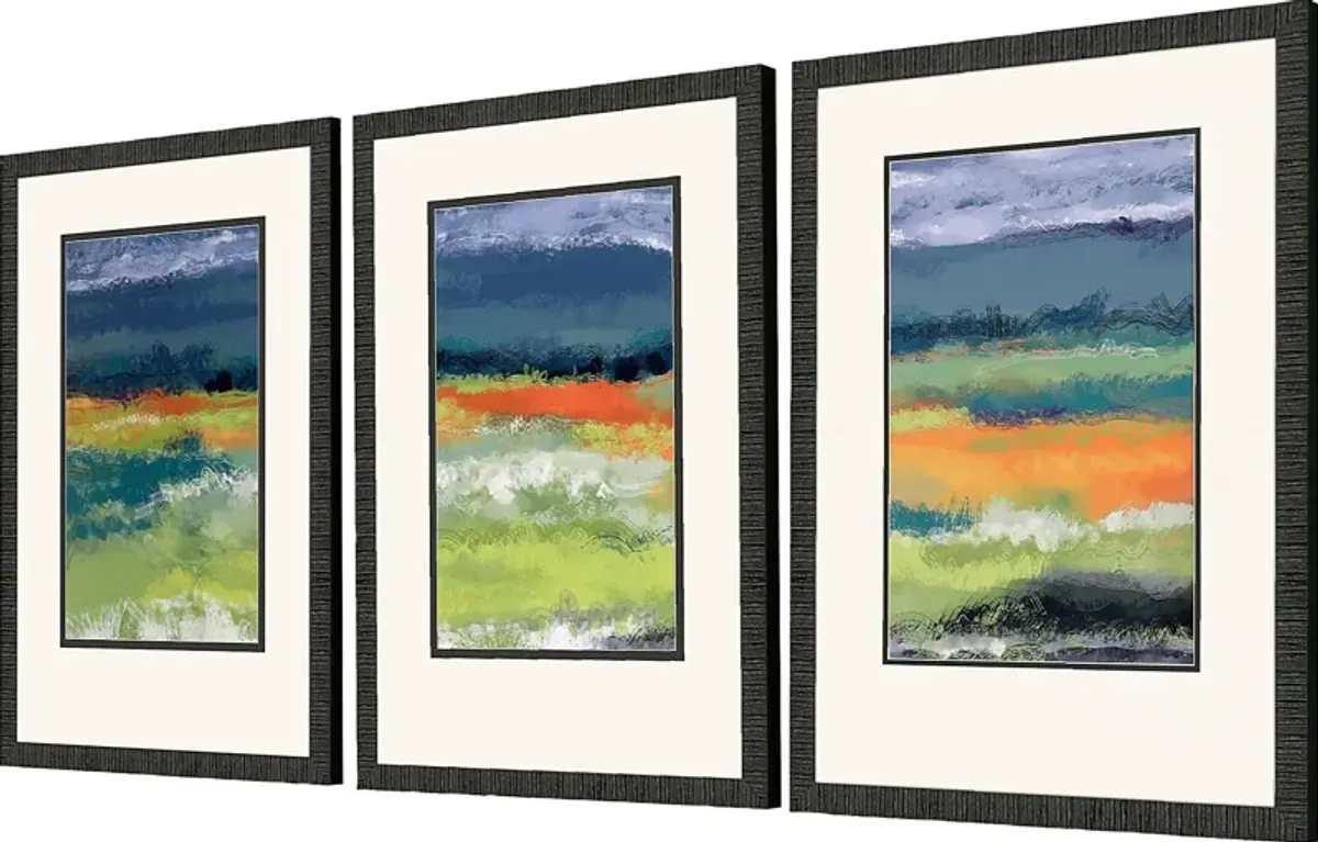 A Day of Clouds Blue Framed Artwork, Set of 3