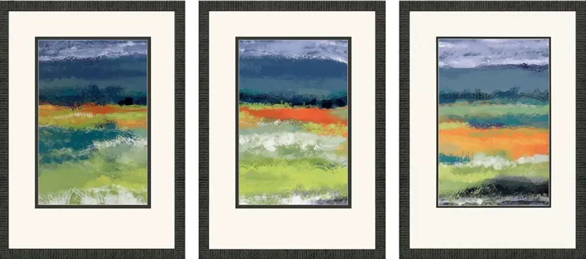 A Day of Clouds Blue Framed Artwork, Set of 3