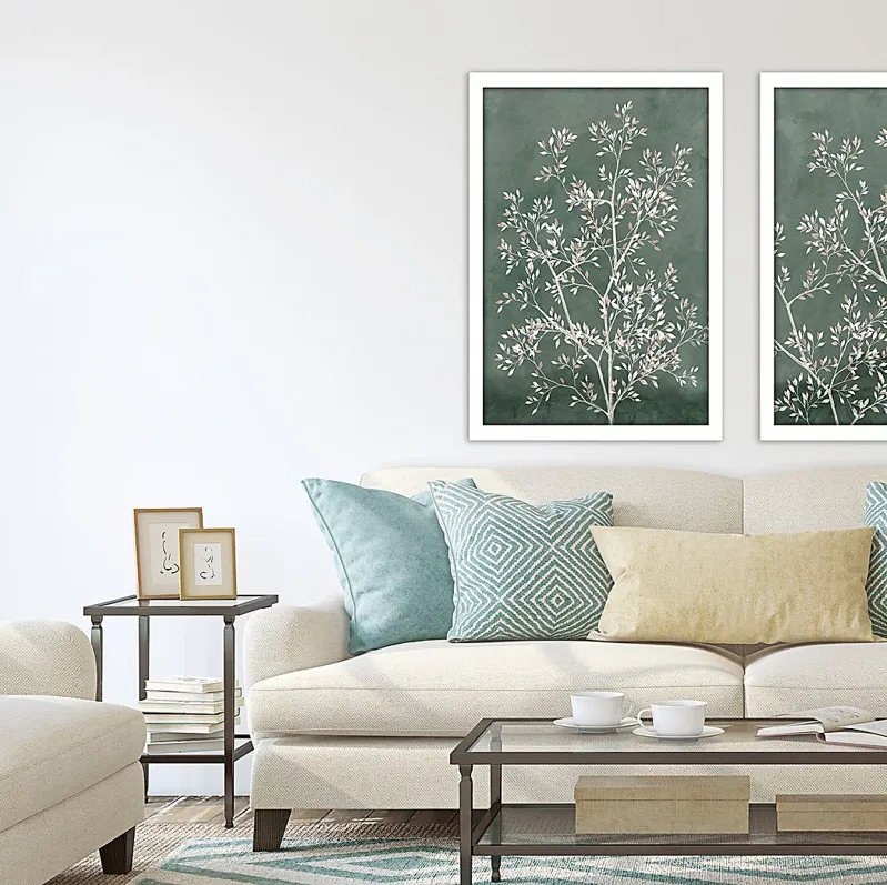 Gentle Tree I Green Framed Artwork