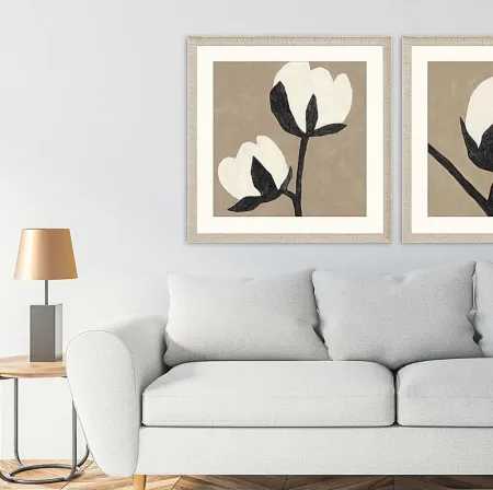 Flower Duet White Framed Artwork