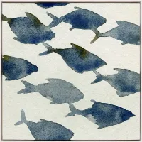 School of Fish Blue Framed Artwork