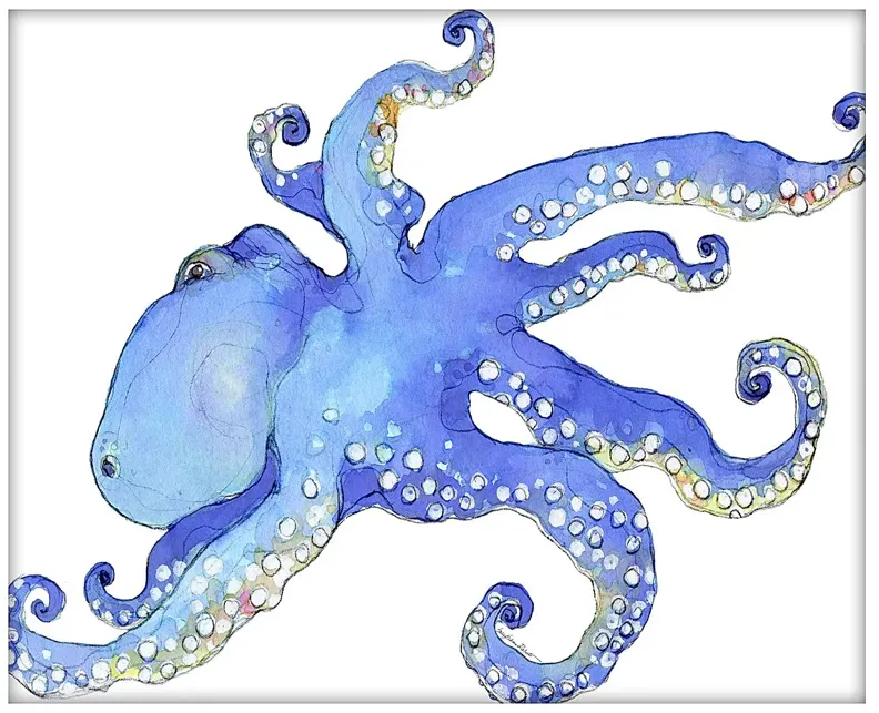 The Blue Octopus Framed Artwork