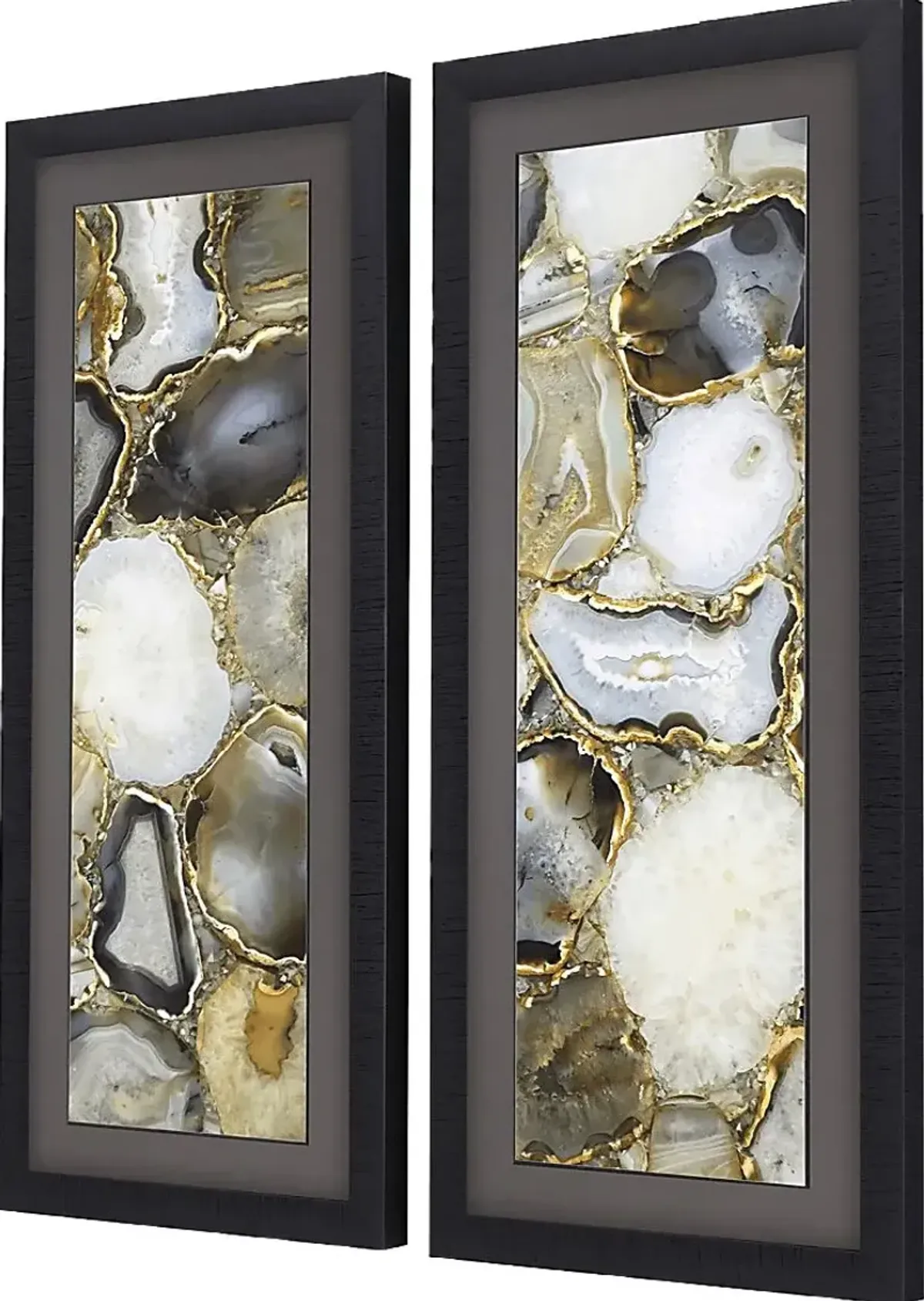 Agate Quartz Gray Framed Artwork, Set of 2