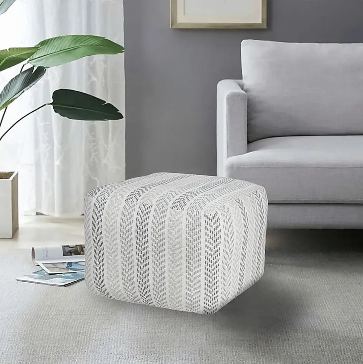 Istarie Light Gray Pouf