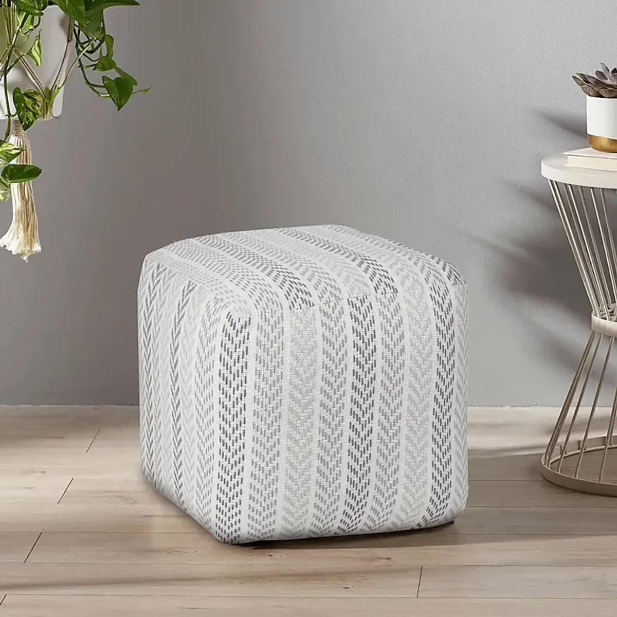 Istarie Light Gray Pouf