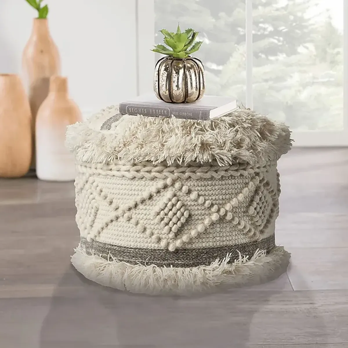 Adrenas III Beige Pouf