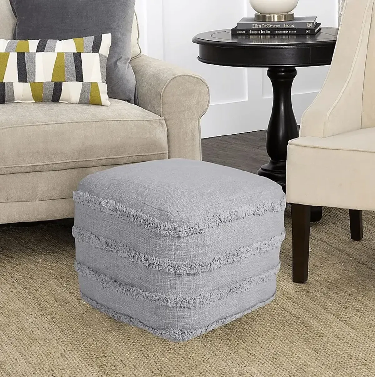 Elzieno II Gray Pouf